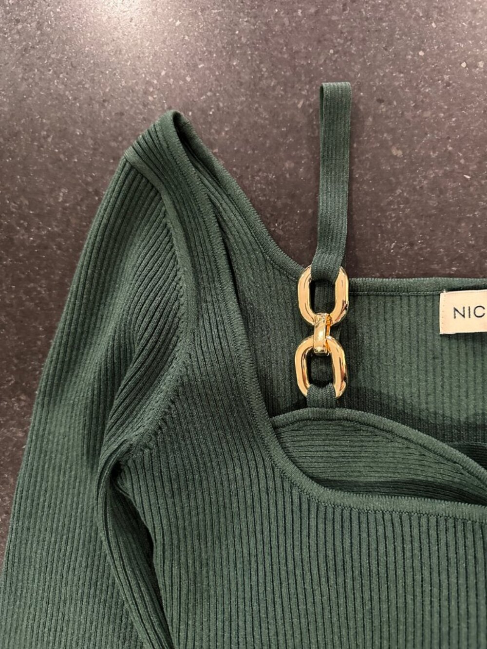 Nicholas | Elisabet Double Rings Rib Knit Top | Forest Green | Small - Picture 7 of 13